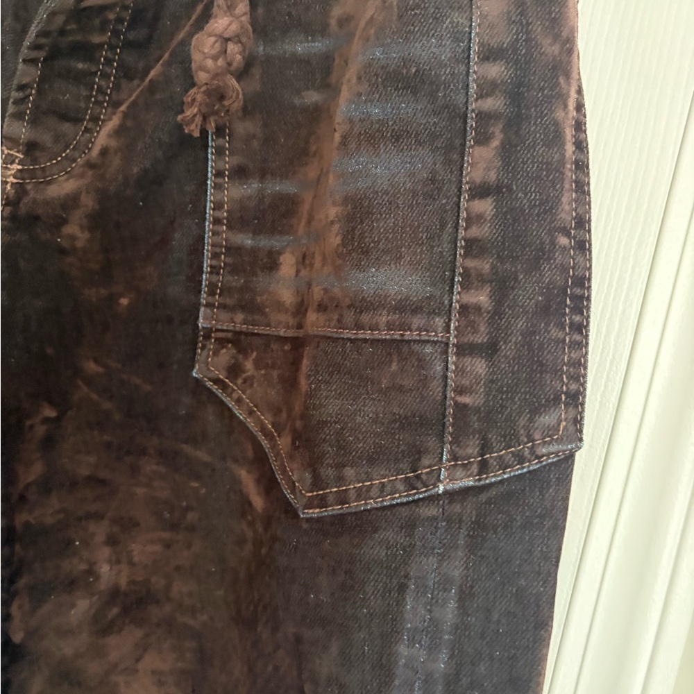 Free People Dark Brown Moxie Flocked  barrel jeans - Picture 6 of 12